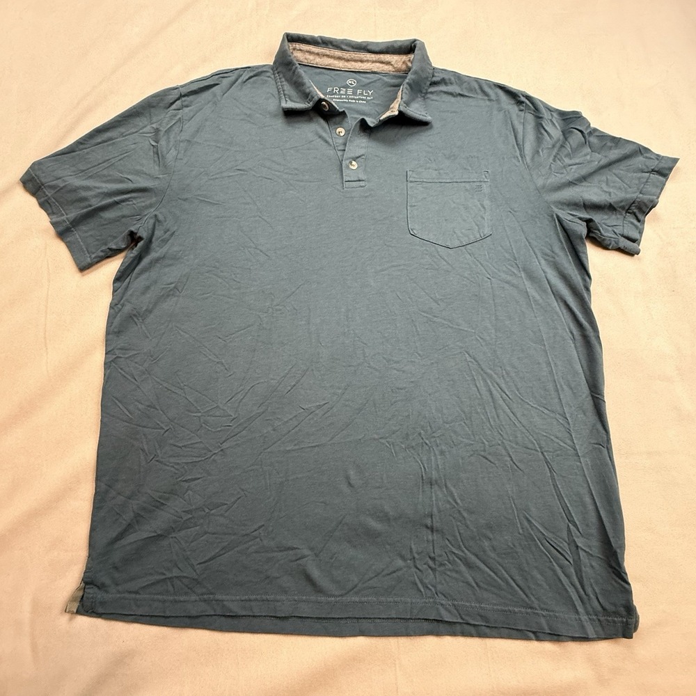 Free Fly Shirt Mens size XL Polo Blue Performance Bamboo Stretch FLEX Upf‎ Golf